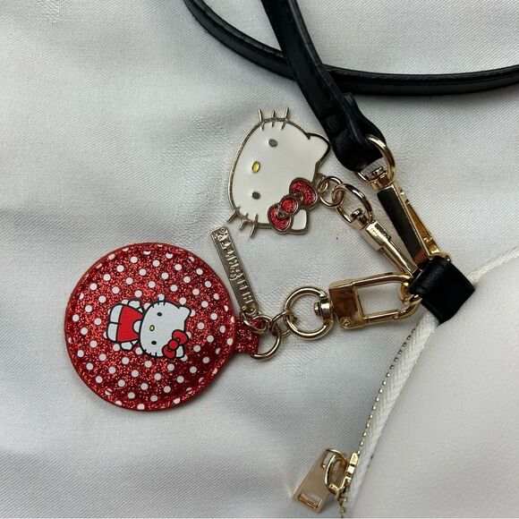 Sanrio Hello Kitty Crossbody Purse with Charms Adjustable Strap Zip White Red - Picture 2 of 15